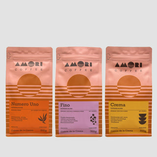 Espresso bei AMORI Coffee: handgeröstete Blends mit schokoladigen, würzigen und fruchtigen Noten – entwickelt für Siebträger, Vollautomaten und Espressokocher.