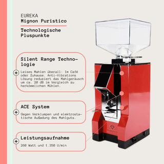 Eureka Mignon Puristico Technologische Pluspunkte