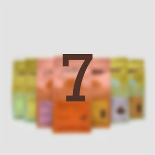 Take 7 Probierpaket Kaffee-Set – vielfältige Auswahl aus sieben Sorten zum Probieren: Espresso-Blends, Single Origin und entkoffeinierter Kaffee.