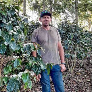 Kaffeefarmer auf der Farm Sítio Alto Santa Joana in Espírito Santo, Brasilien, Arabica für Espresso bei AMORI
