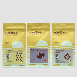 Decaf Probierpaket – entkoffeinierte Kaffees von AMORI mit natürlicher Entkoffeinierung und klarer Herkunft.
