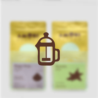 French Press Probierpaket Kaffee-Set – Hoyo Frio Pink Bourbon und Kiyumba washed Robusta, perfekt abgestimmt für die Zubereitung in der French Press.