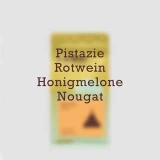 Sieu Sao Kaffee Verpackung mit Text: Pistazie, Rotwein, Honigmelone, Nougat