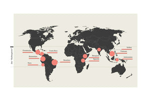 Weltkarte mit Kaffeeanbauländer im Kaffeegürtel