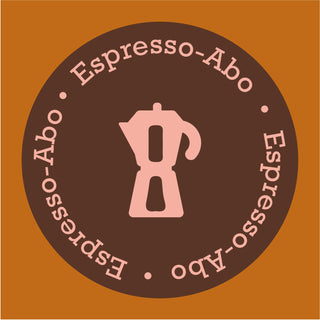 Grafisches Icon für das AMORI Espresso Abo mit stilisierter Espressokanne im braunen Rundemblem. Das Abo bietet regelmäßig wechselnde Espresso-Sorten.