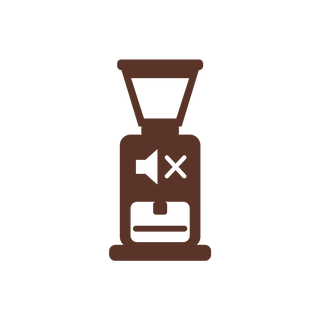 Icon einer Kaffeemühle mit stummgeschaltetem Lautsprechersymbol für die Eureka Silent-Technologie