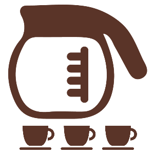 Filterkaffeekanne mit drei Tassen
