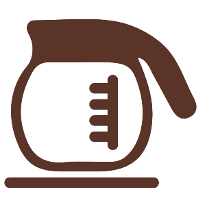 Filterkaffee-Glaskanne mit Füllstandsskala auf einer Heizplatte