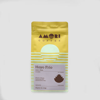 Frontansicht der Kaffeeverpackung von AMORI Coffee, Sorte „Hoyo Frío“