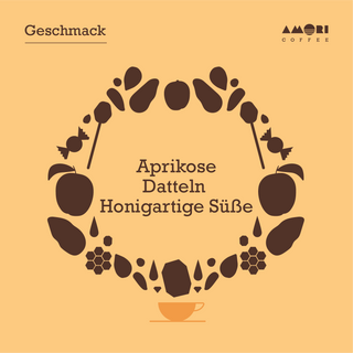 AMORI La Joya Kaffee: Geschmacksnoten von Aprikose, Datteln, honigartige Süße.