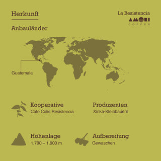 Herkunft „La Resistencia“ Guatemala, Kooperative Cafe Colis Resistencia, Höhe 1700–1900 m