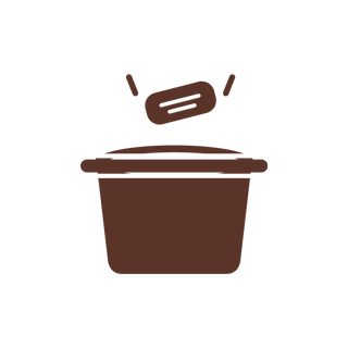 Icon einer Knockbox mit Abschlagstange und einem Kaffeepuck darüber
