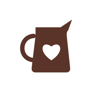 Icon eines Milchkännchens mit Herzsymbol für Latte Art